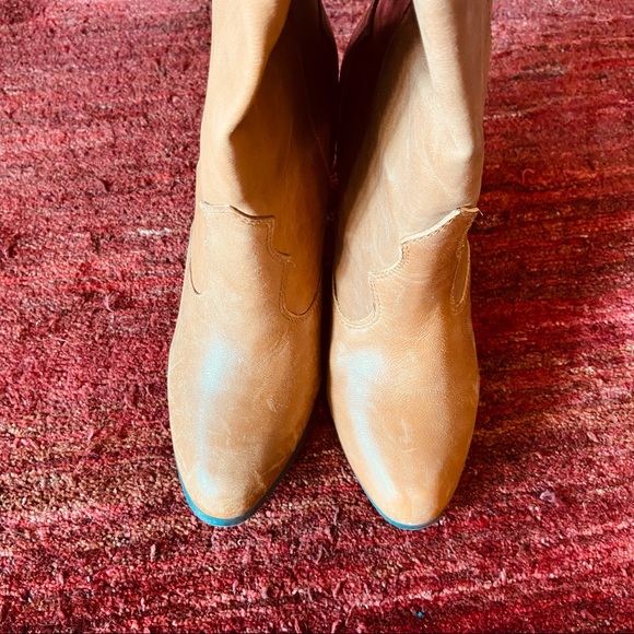 Real Leather Tan DOLCE VITA Knee High Heeled Cowboy Boots 8.5 - Picture 6 of 6